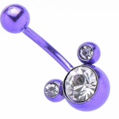 Обеца за пъп Purple Mickey