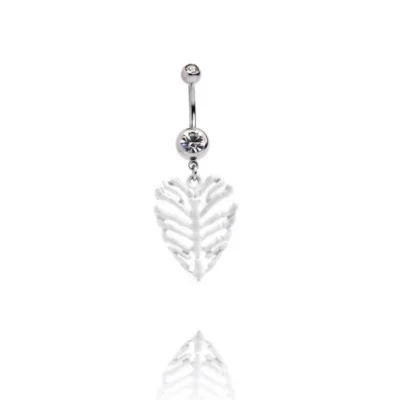 Обеца за пъп White Leaf