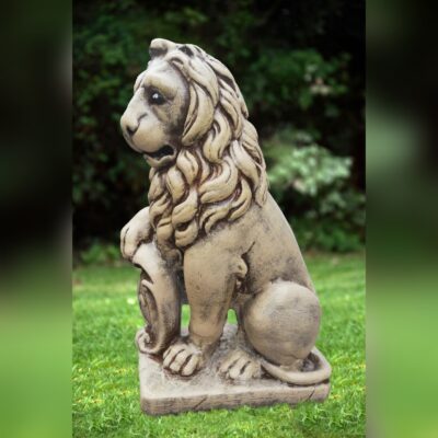 Статуя голям ЛЪВ от бетон – ляв и десен. Градинска фигура. Кафяв цвят
