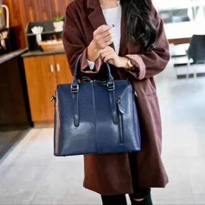 Дамска чанта Естествена кожа Blue 1002