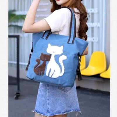 Ежедневна дамска чанта Cat Blue