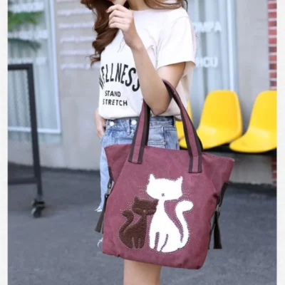 Ежедневна дамска чанта Cat Red