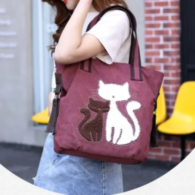 Ежедневна дамска чанта Cat Red