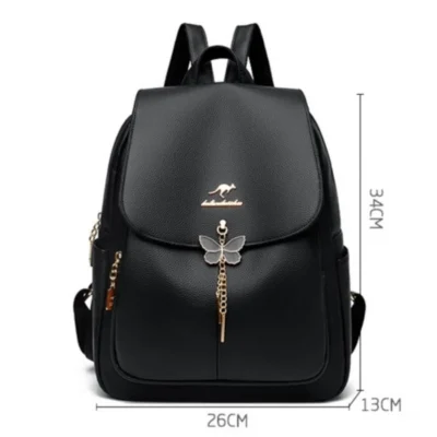 Дамска кожена раница Black 1112 - черна