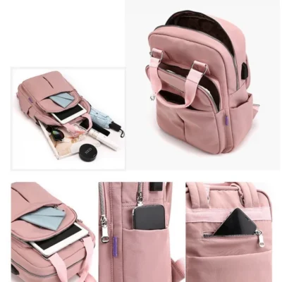 Умна раница с USB Pink 1130 - светло розова