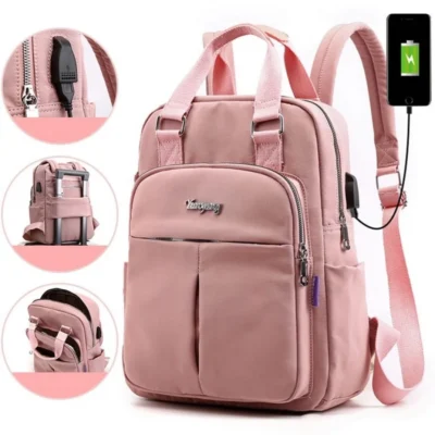 Умна раница с USB Pink 1130 - светло розова