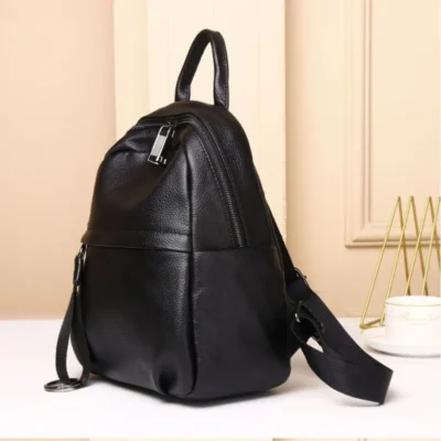 Дамска раница Естествена кожа Black 1157 - черна