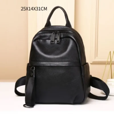 Дамска раница Естествена кожа Black 1157 - черна