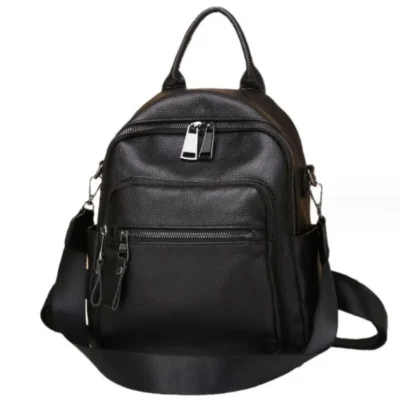 Дамска раница от естествена кожа Black 1156 - черна