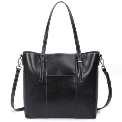 Дамска чанта от естествена кожа Black 1159 - черна