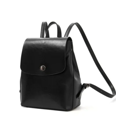 Дамска раница от естествена кожа Black 1152 - черна
