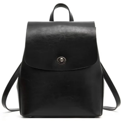 Дамска раница от естествена кожа Black 1152 - черна