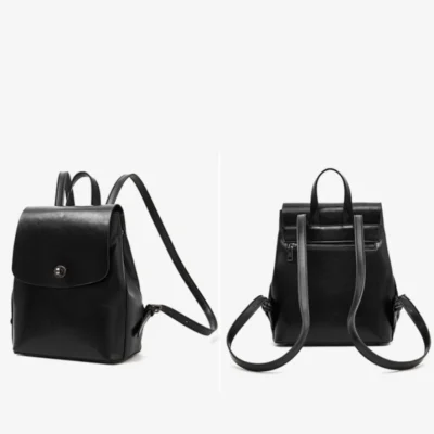 Дамска раница от естествена кожа Black 1152 - черна
