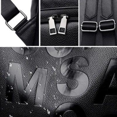 Дамска чанта-раница от естествена кожа 1160 - черна