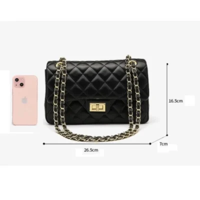 Дамска малка чанта от естествена кожа Black 1218