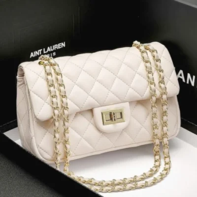 Дамска малка чанта от естествена кожа White 1218