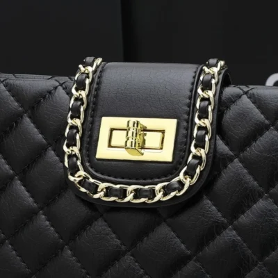 Дамска чанта от естествена кожа Black 1232 - черна