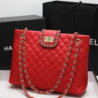 Дамска чанта от естествена кожа Red 1232 - червена