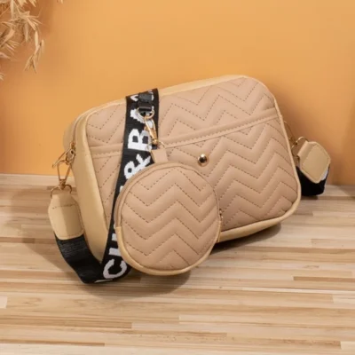 Дамска чанта с висящо портмоне Beige