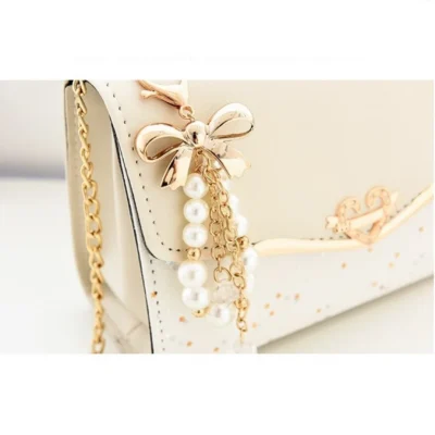 Малка дамска чанта Beige Sparkle - бежова