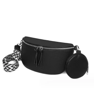 Малка дамска чанта от естествена кожа Black 1224 - черна