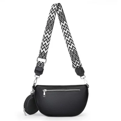 Малка дамска чанта от естествена кожа Black 1224 - черна