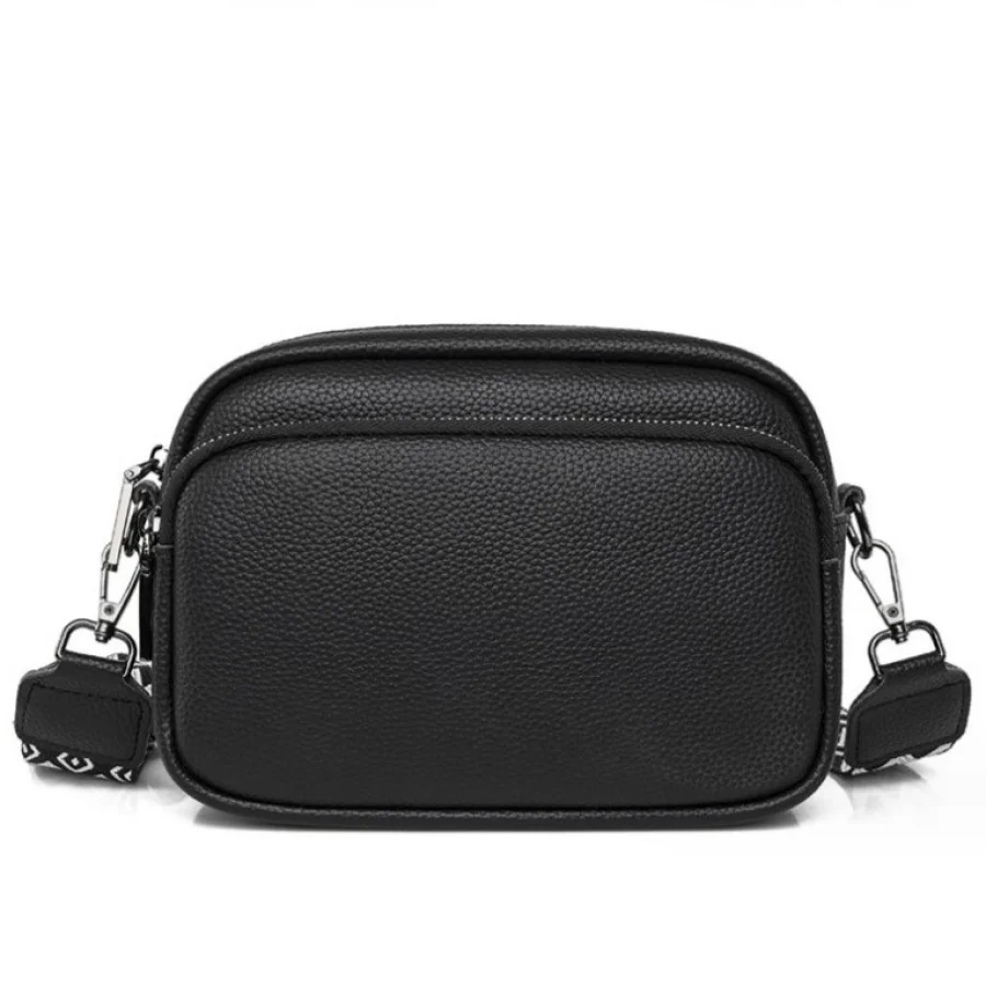 Малка дамска чанта от естествена кожа Black 1225 (2) Малка дамска чанта от естествена кожа Black 1225