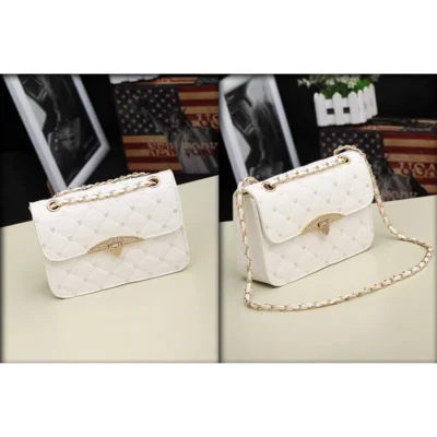 Стилна дамска чанта Hearts White - бяла - bgshopmall.com