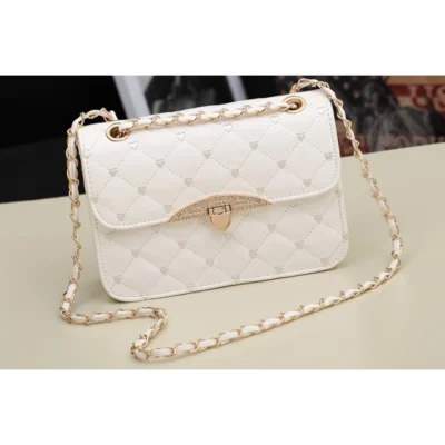 Стилна дамска чанта Hearts White - бяла - bgshopmall.com