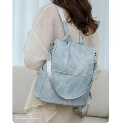 Дамска чанта раница 2в1 от плат Orsela Blue - синя-4-bgshopmall.com