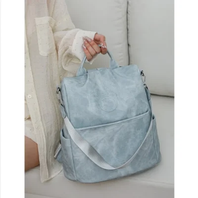 Дамска чанта раница 2в1 от плат Orsela Blue - синя-5-bgshopmall.com