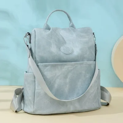 Дамска чанта раница 2в1 от плат Orsela Blue - синя-6-bgshopmall.com