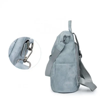 Дамска чанта раница 2в1 от плат Orsela Blue - синя-7-bgshopmall.com