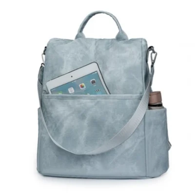 Дамска чанта раница 2в1 от плат Orsela Blue - синя-9-bgshopmall.com