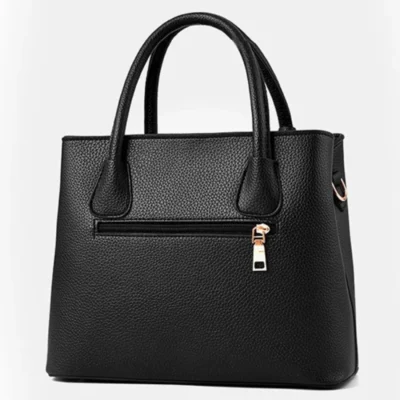 Елегантна кожена дамска чанта Julie Black - черна-3-bgshopmall