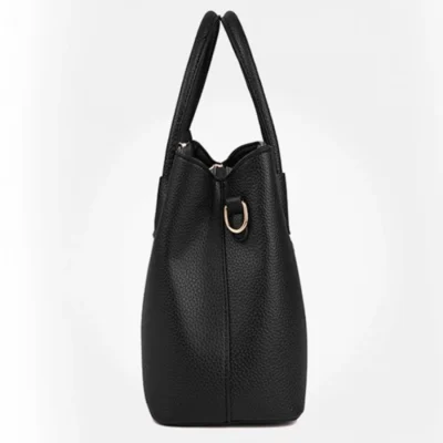 Елегантна кожена дамска чанта Julie Black - черна-4-bgshopmall