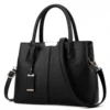 Елегантна кожена дамска чанта Julie Black - черна-5-bgshopmall