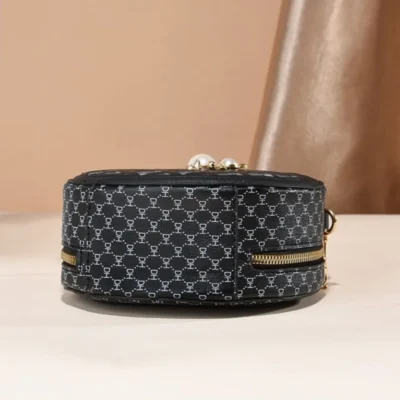 Малка кръгла дамска чанта Keity в черен цвят-6-bgshopmall