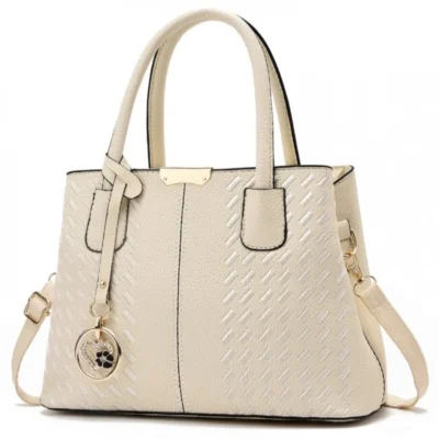 Стилна дамска чанта кожена Haly Beige - бежова-bgshopmall