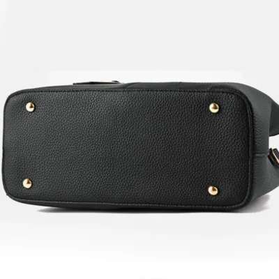 Стилна дамска чанта кожена Haly Black - черна-2-bgshopmall