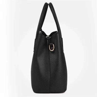 Стилна дамска чанта кожена Haly Black - черна-4-bgshopmall