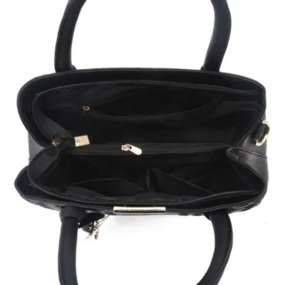 Стилна дамска чанта кожена Haly Black - черна-5-bgshopmall