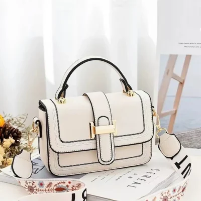 Малка дамска чанта Gold White - бяла
