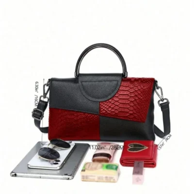 Стилна дамска чанта 1282 Red - черно с червено